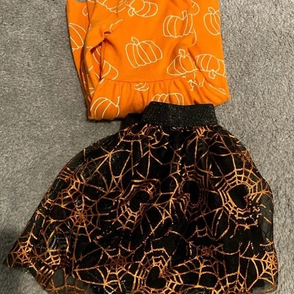Cat & Jack Pumpkin Dress and Spider Web Skirt Halloween/Fall Small Lot (2) - Picture 7 of 7